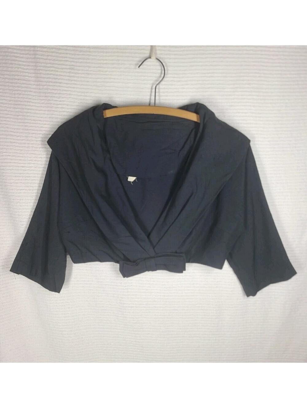 Vtg 50s Cropped Black Silk Jacket New Look Half Sleeve S Evening Formal Topper